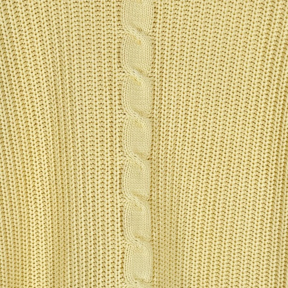 Vintage High Sierra 100% Cotton Cable Knit Sweater S Butter Yellow Preppy - Picture 2 of 6